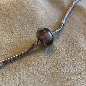 Authentic PANDORA Purple Glass Heart Charm